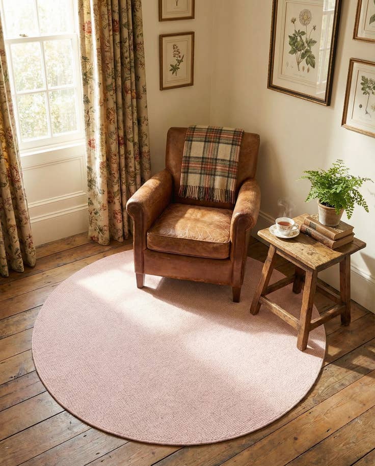 Detail image of 4' 1 x 4' 1 Hand Woven Jill Zarin English Manor Farmhouse Wool Round Rug