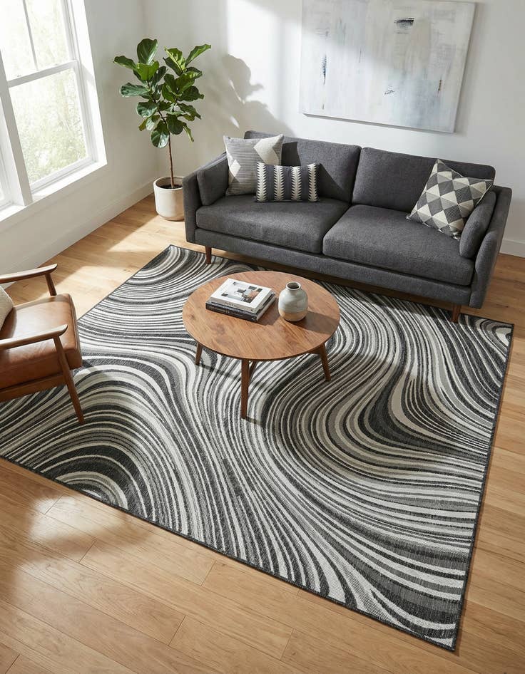 Detail image of 5' 3 x 8' Easy-Clean Modern Indoor / Outdoor Rug