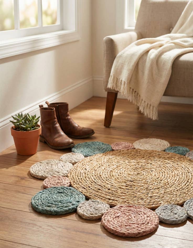 Detail image of  2' x 2'  Hand Braided Jute Round Rug
