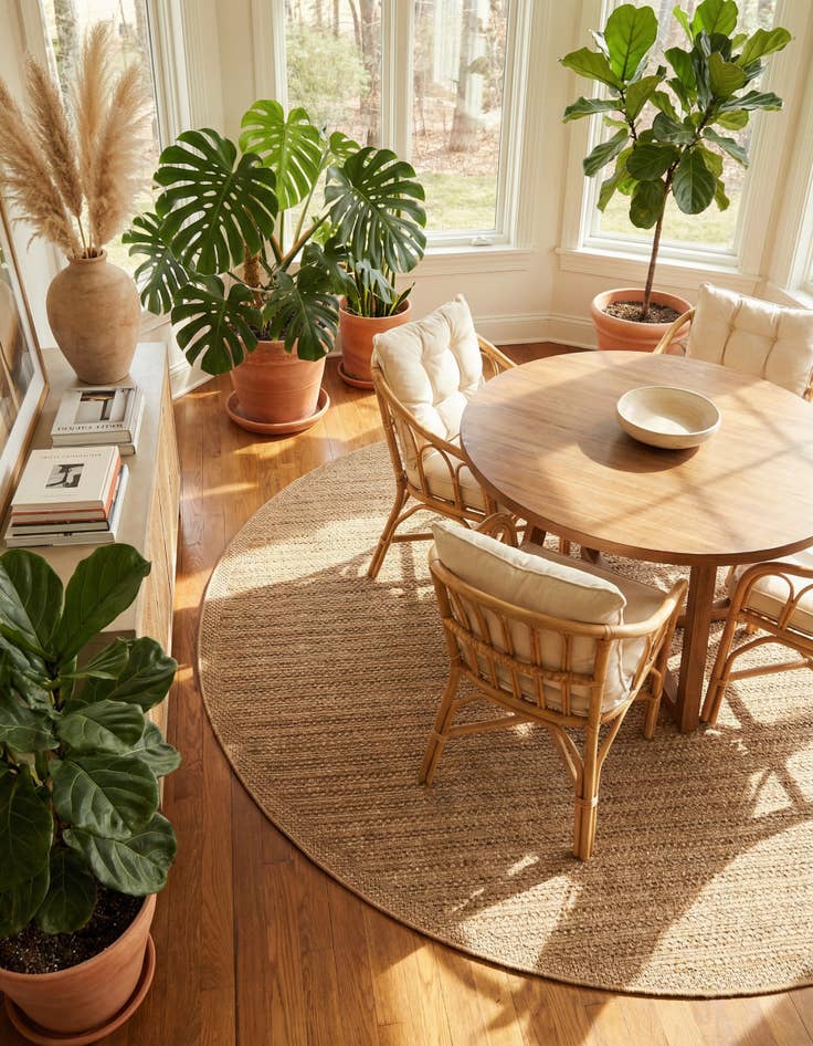 Detail image of 7' 10 x 7' 10  Washable Border Indoor / Outdoor Round Rug