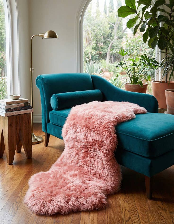 Detail image of 1' 10 x 6' Natural Sheepskin Freeform Rug