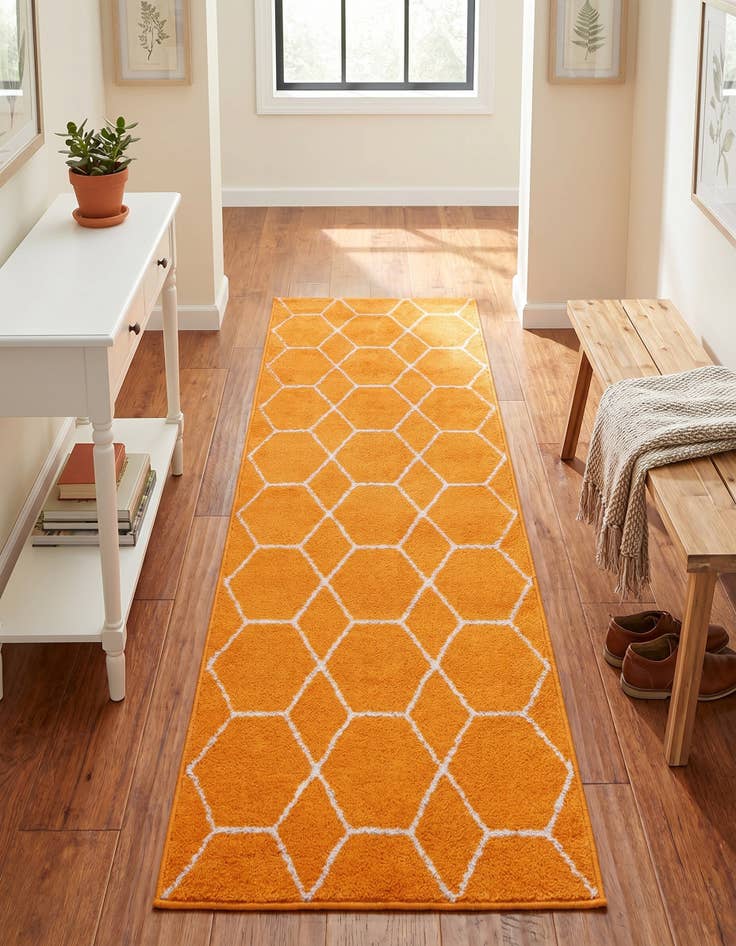 Detail image of 2' x 6' Lattice Frieze Runner Rug
