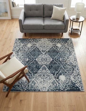 Navy Blue Kamala Washable Square Rug