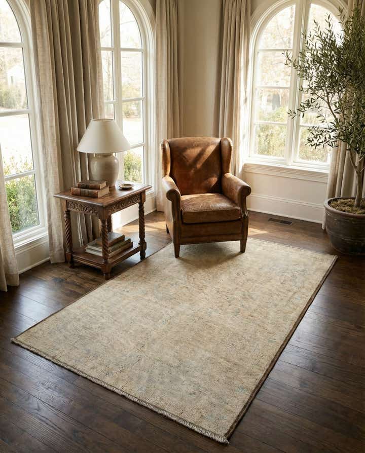 4' x 6' 1 Hand Knotted Oushak Wool Rug