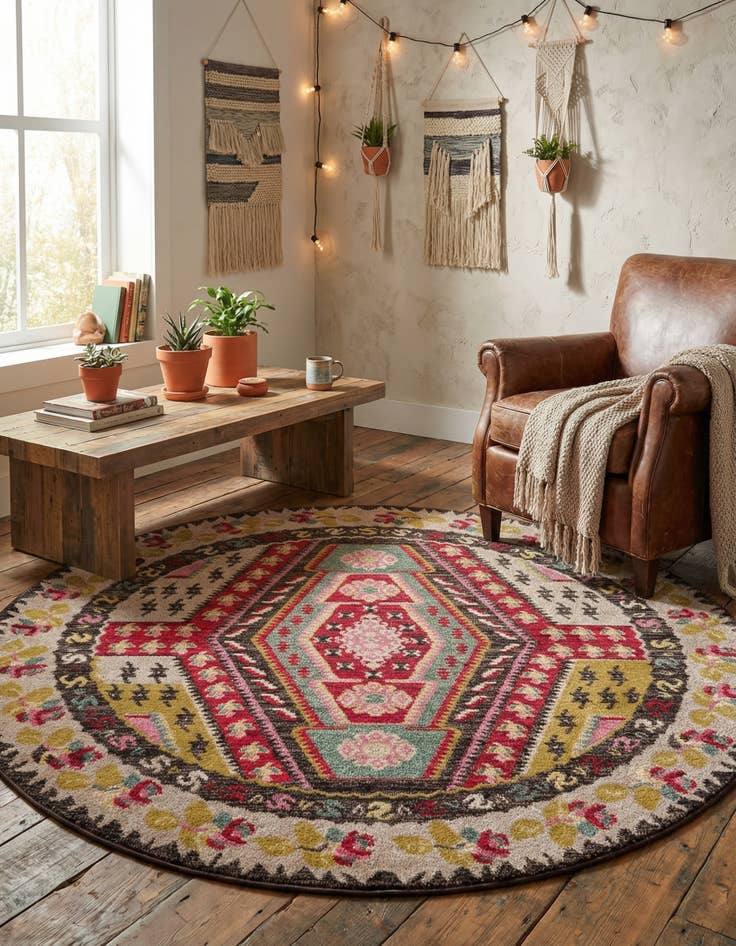 Detail image of 8' x 8' Washable Mesa Round Rug