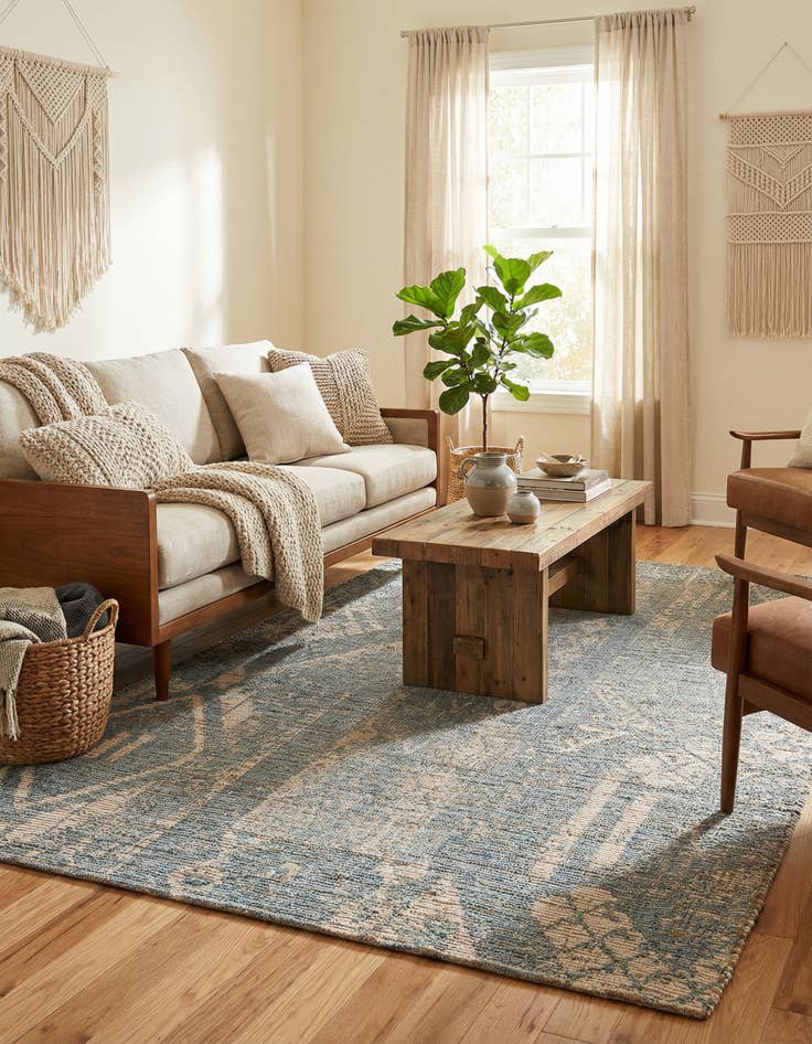 Detail image of 6' 1 x 9'  Hand Woven Chenille Jute Rug