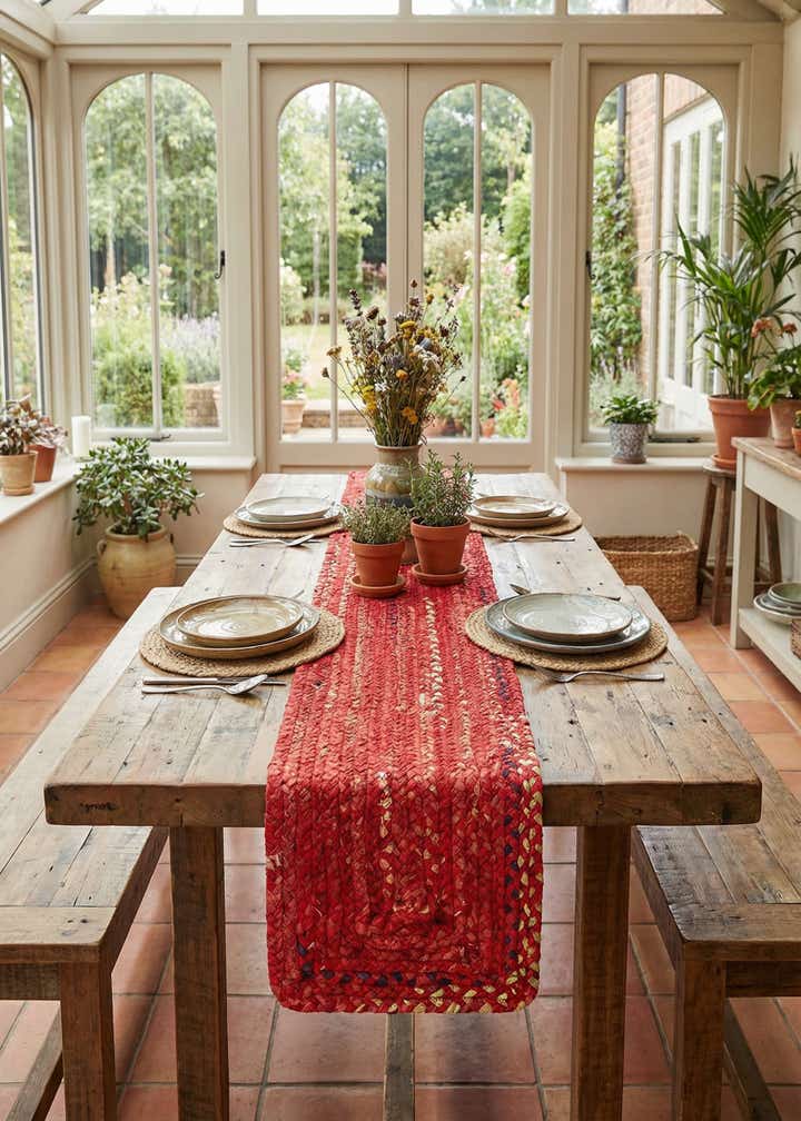 1' 2 x 8' Handmade Braided Chindi Table Runner Rug