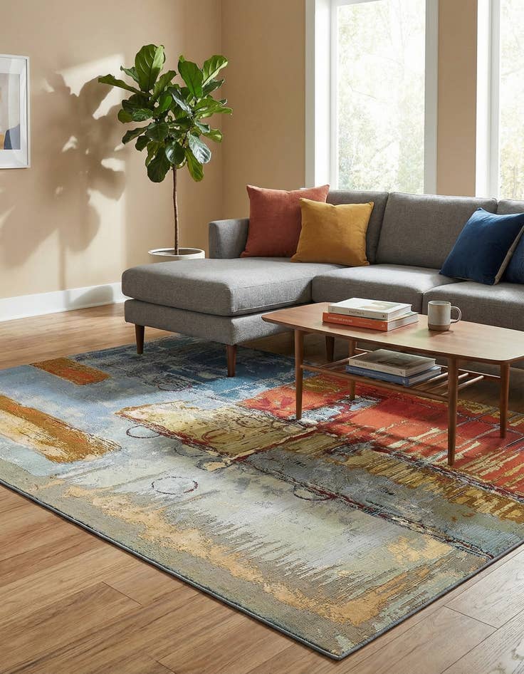 Detail image of 5' 3 x 8' Washable Modern Indoor / Outdoor Rug