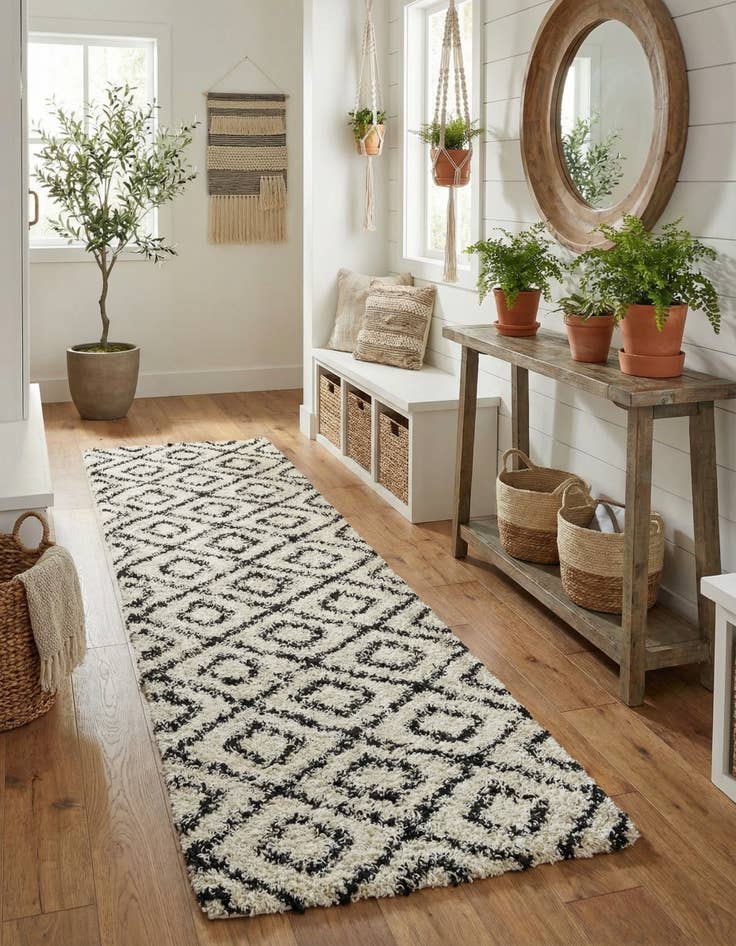 Detail image of 2' 7 x 10' Trellis Shag Runner Rug