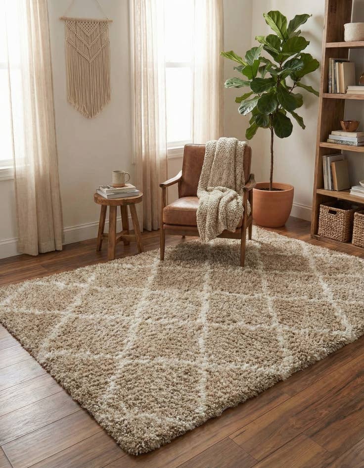 Detail image of  4' x 6' Moroccan Trellis Shag Rug