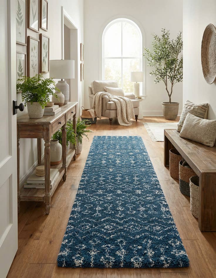Detail image of 2' 7 x 12' Moroccan Trellis Shag Runner Rug