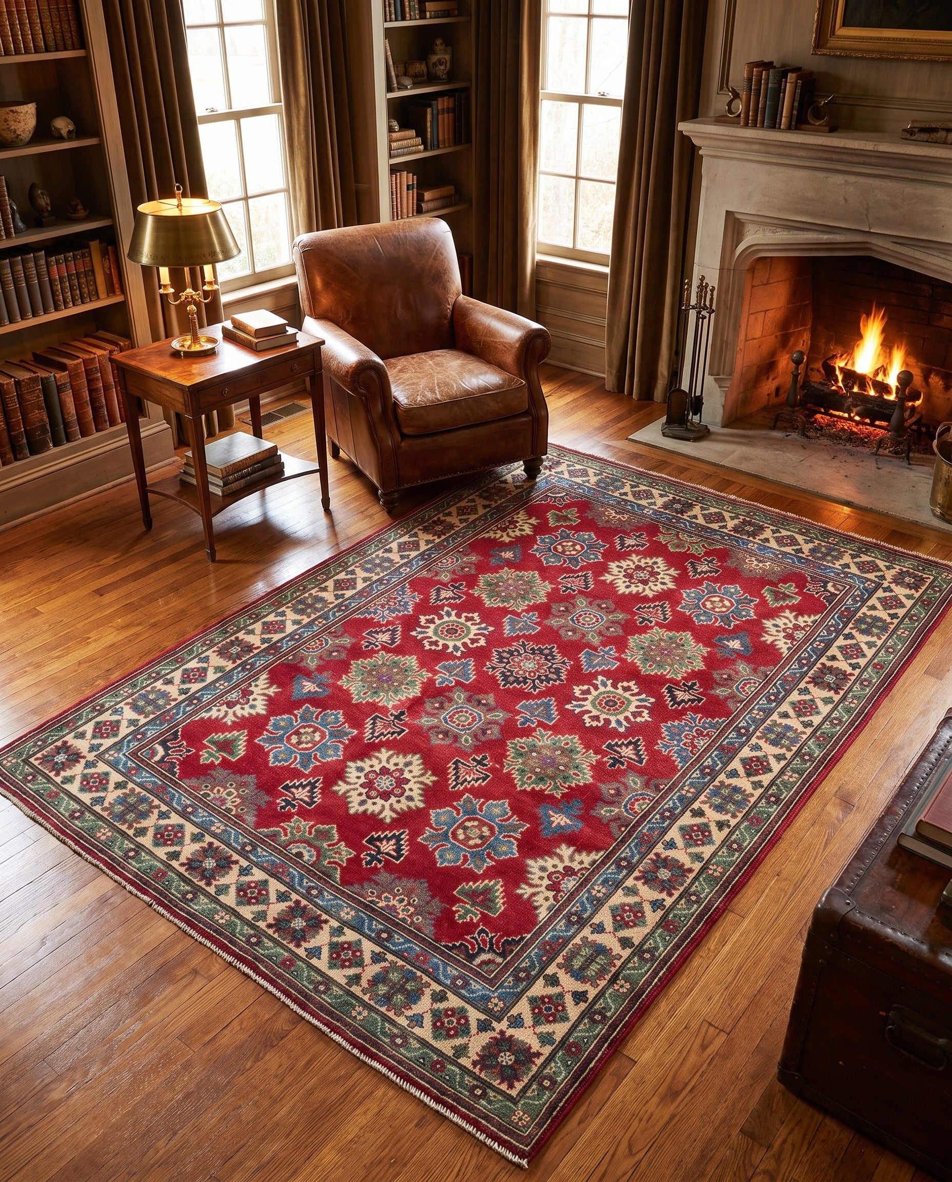 150cm x 215cm Noué main Kazak Tapis