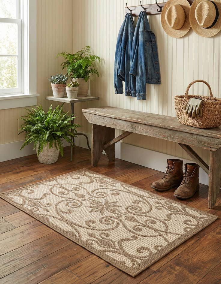 Detail image of 2' 2 x 3' Washable Botanical Indoor / Outdoor Rug