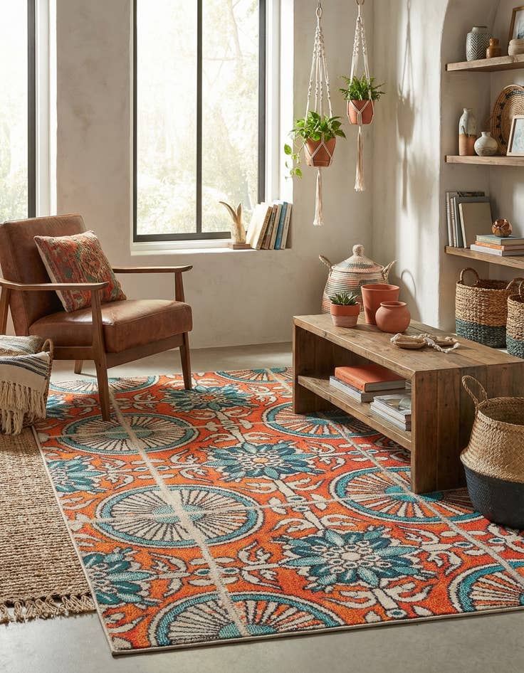 Detail image of  5' x 8'  Washable Hyacinth Rug