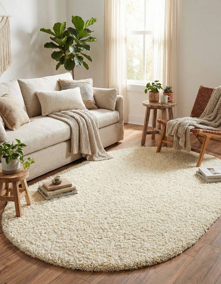 Detail image of 5' 3 x 8' Solid Shag Oval Rug