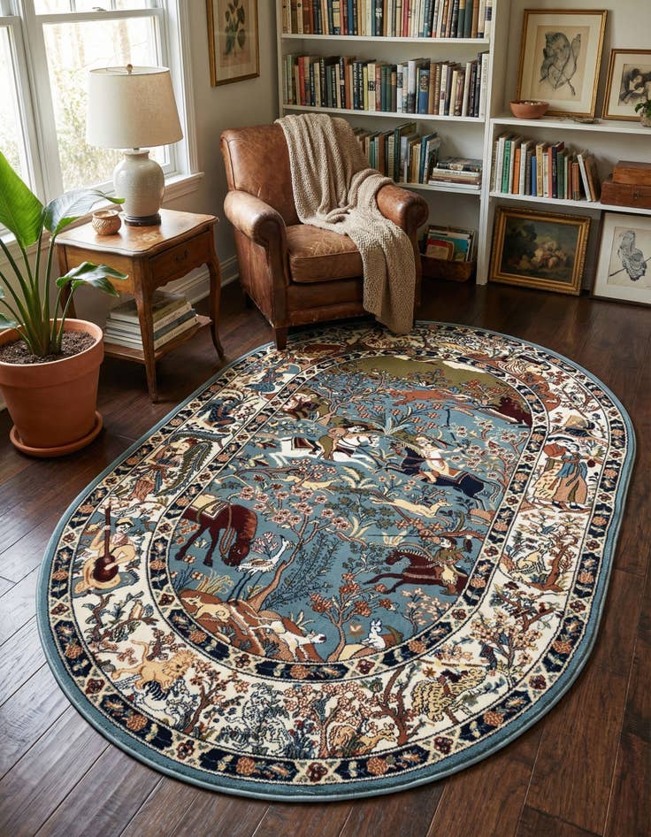 Detail image of 4' 1 x 6' 1 Nain Design Oval Rug