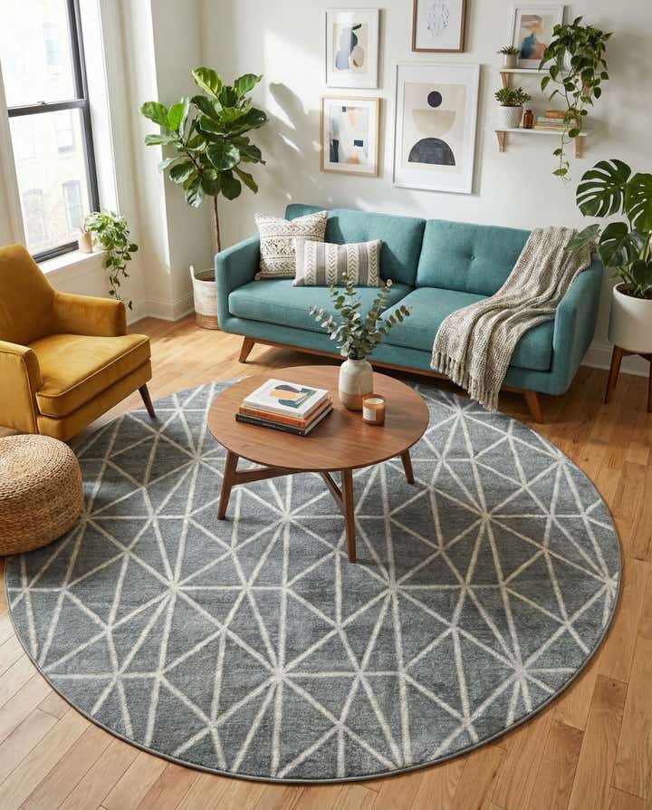 8' x 8' Lattice Trellis Round Rug