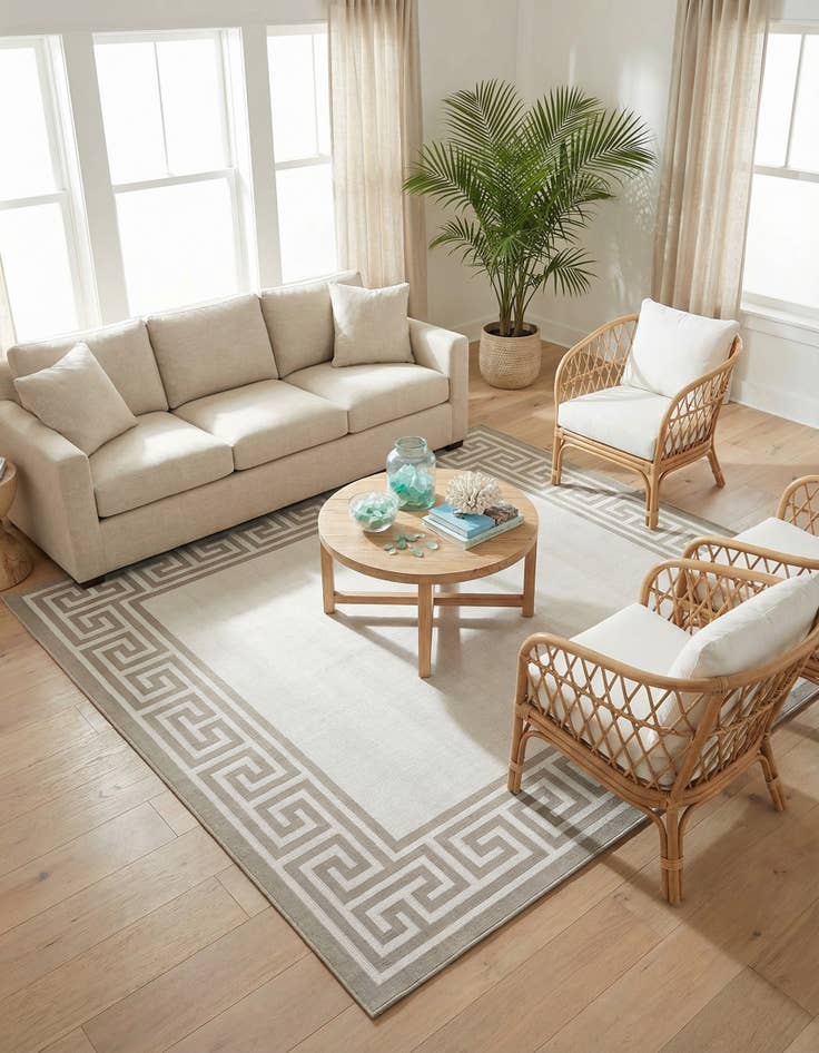 Detail image of 7' 10 x 7' 10 Washable Coastal Indoor / Outdoor Square Rug