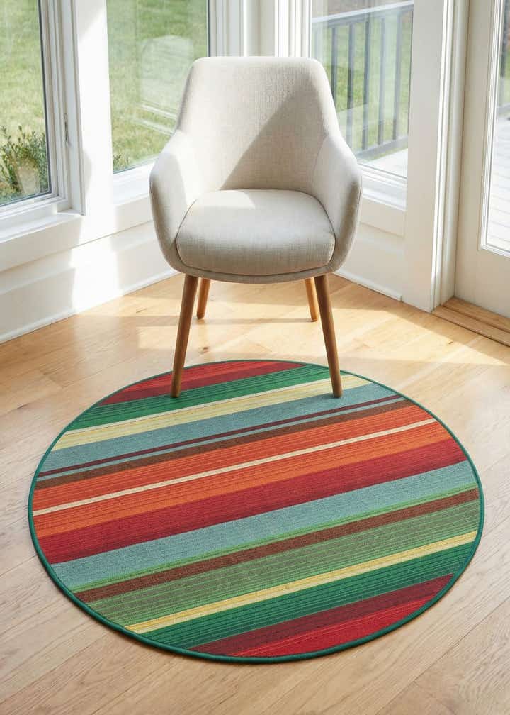 3' x 3' Easy-Clean Modern Indoor / Outdoor Round Rug