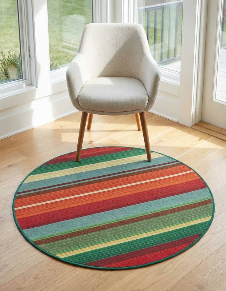 Detail image of 3' x 3' Easy-Clean Modern Indoor / Outdoor Round Rug