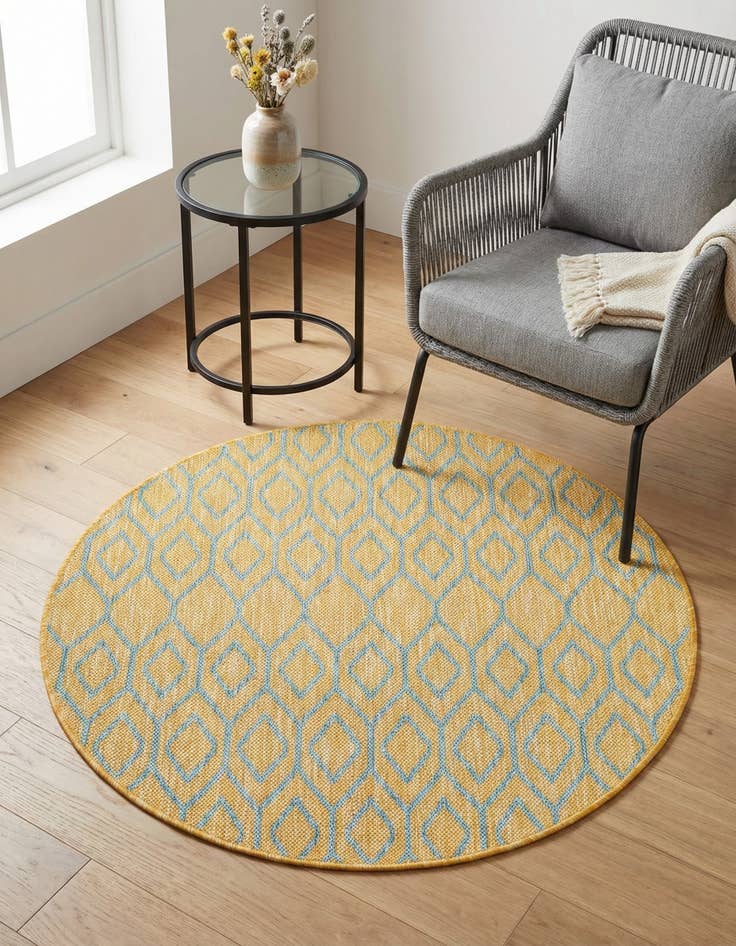 Detail image of 3' x 3' Washable Jill Zarin Turks and Caicos Indoor / Outdoor Round Rug