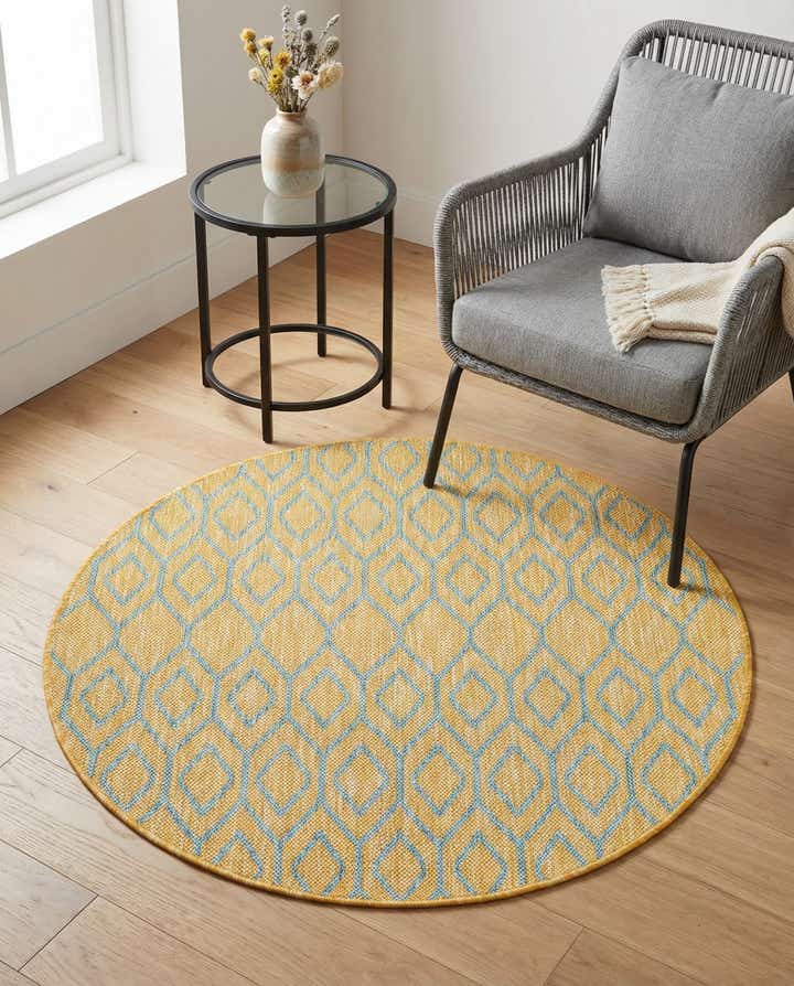 3' x 3' Easy-Clean Jill Zarin Turks and Caicos Indoor / Outdoor Round Rug