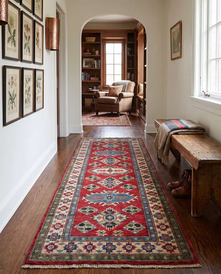 65cm x 175cm Hand Knotted Kazak Runner Rug