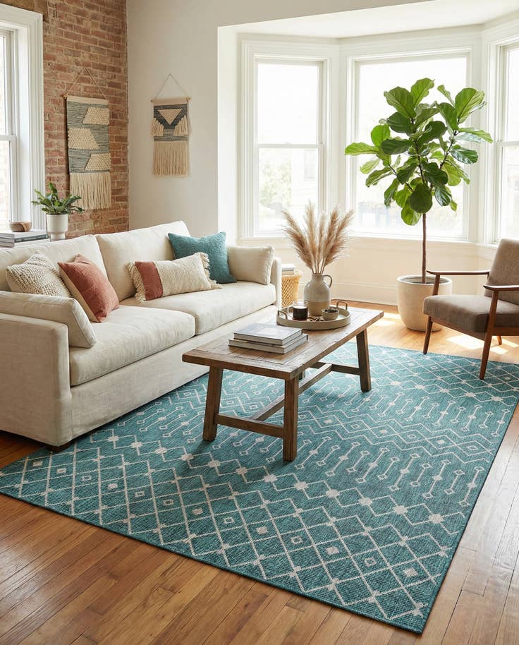 Detail image of 7' 10 x 10' Easy-Clean Lattice Indoor / Outdoor Rug