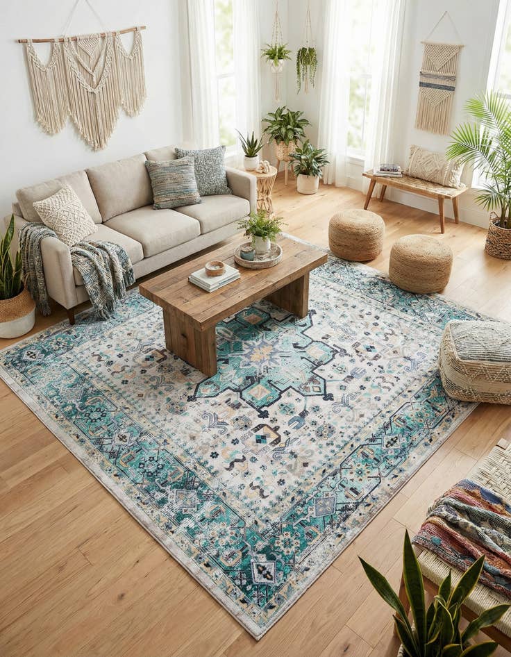 Detail image of 7' 10 x 7' 10 Washable Yara Square Rug