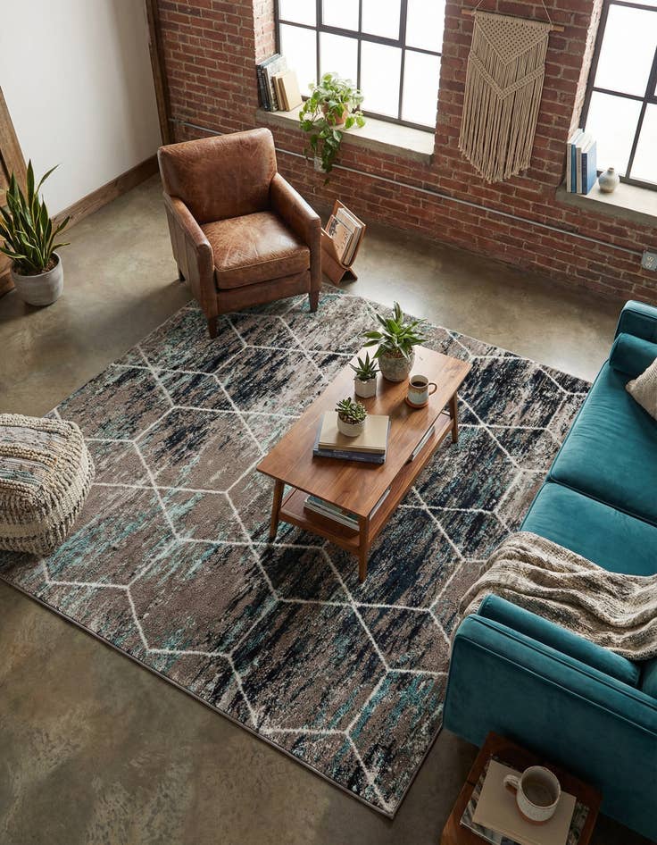 Detail image of 7' x 7' Lattice Frieze Square Rug