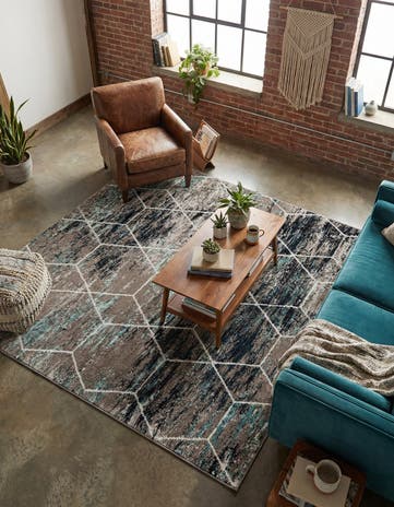 7' x 7' Lattice Frieze Square Rug