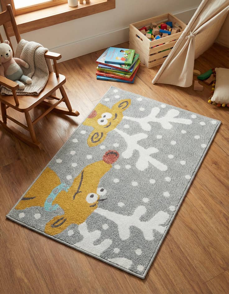 Detail image of 2' 2 x 3' 1 Reindeer Whimsy Kids Rug