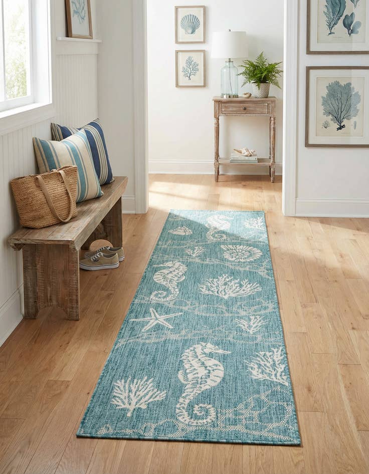 Detail image of 2' x 8'  Washable Coastal Indoor / Outdoor Runner Rug
