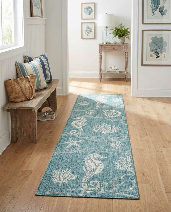 2' x 8' Easy-Clean Coastal Indoor / Outdoor Runner Rug