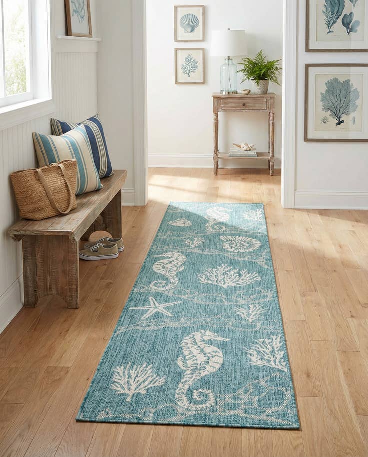 Detail image of 2' x 8' Easy-Clean Coastal Indoor / Outdoor Runner Rug