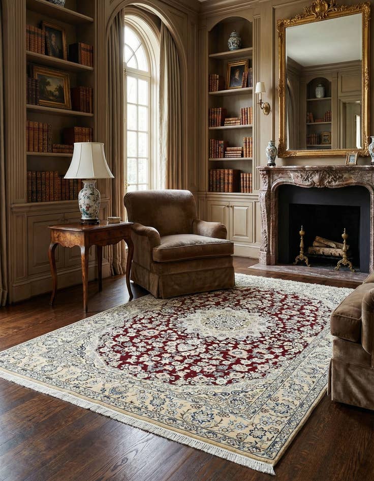 Detail image of 4' 10 x 6' 10 Hand Knotted Nain Persian Rug