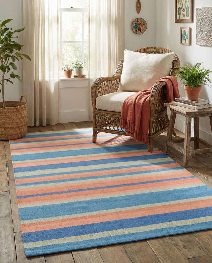 95cm x 155cm Tejido a mano Flatweave Cotton Dhurrie Alfombra