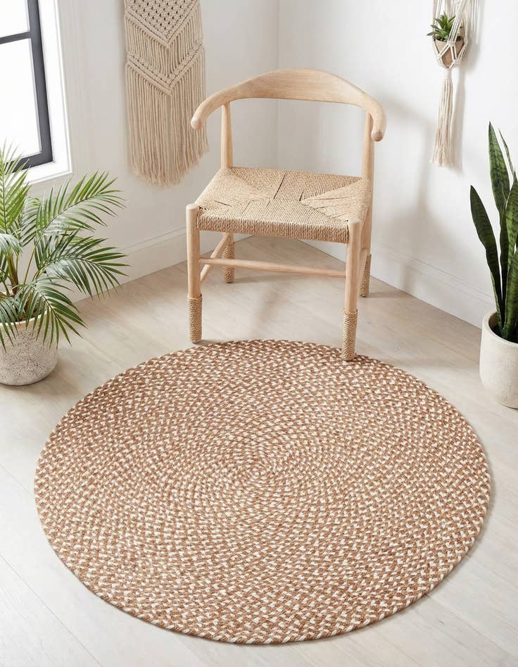 Detail image of 3' 1 x 3' 1 Handmade Tweed Braided Jute Round Rug