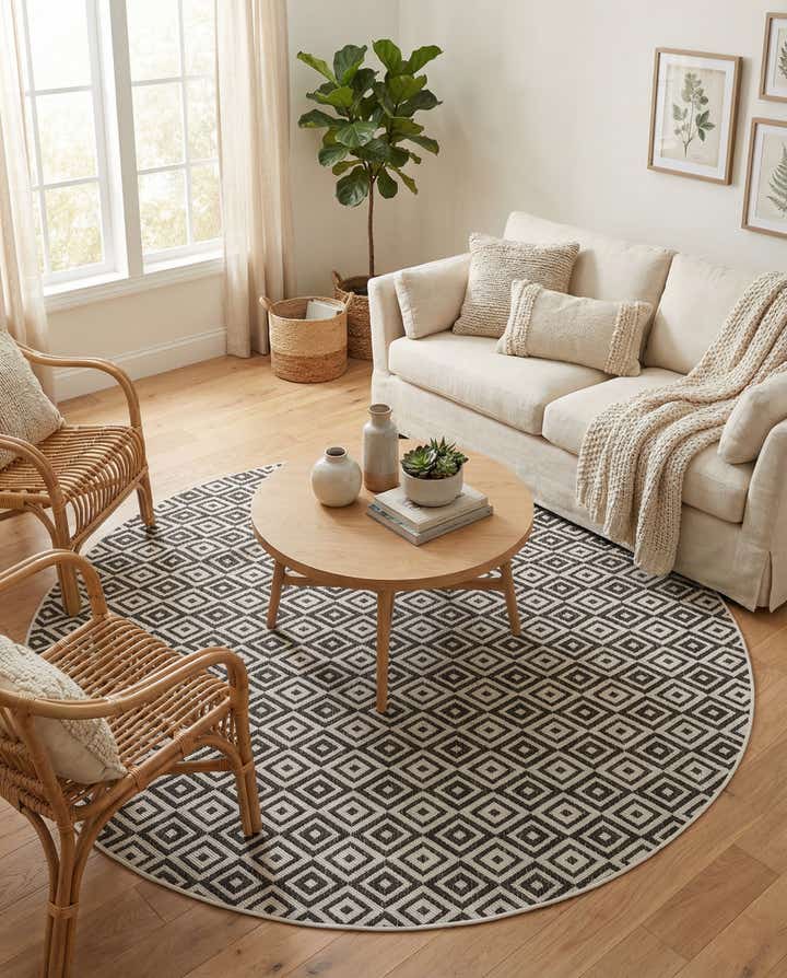 7' 10 x 7' 10 Easy-Clean Jill Zarin Costa Rica Indoor / Outdoor Round Rug
