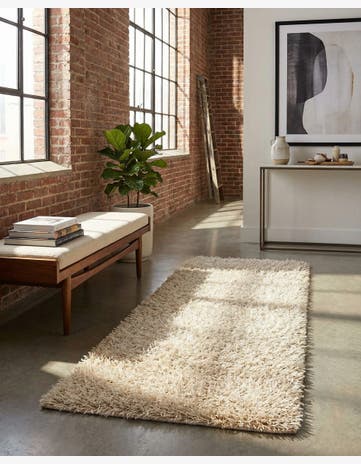 2' 4 x 4' 8 Hand Knotted Solid Shag Oriental Runner Rug