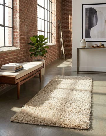 2' 4 x 4' 8 Hand Knotted Solid Shag Oriental Runner Rug