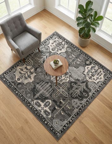 Gray Vista Square Rug