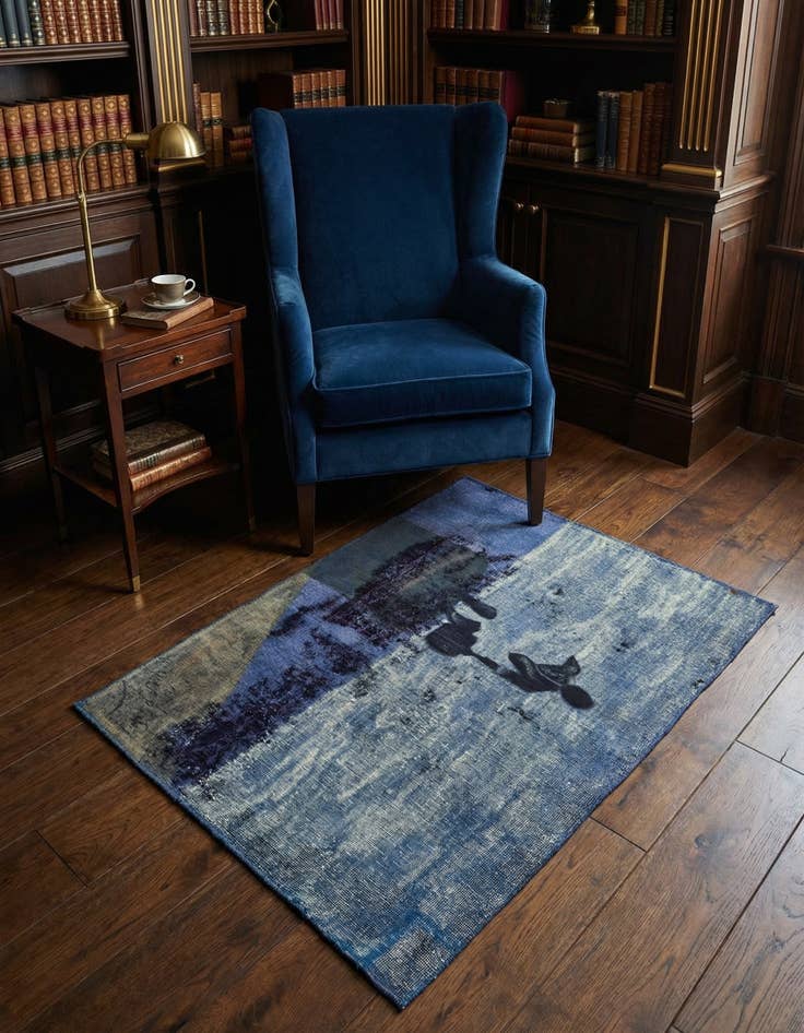 Detail image of 3' 9 x 4' 10 Hand Knotted Ultra Vintage Persian Wool Rug