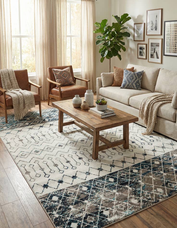 Detail image of 6' x 9' Moroccan Trellis Rug