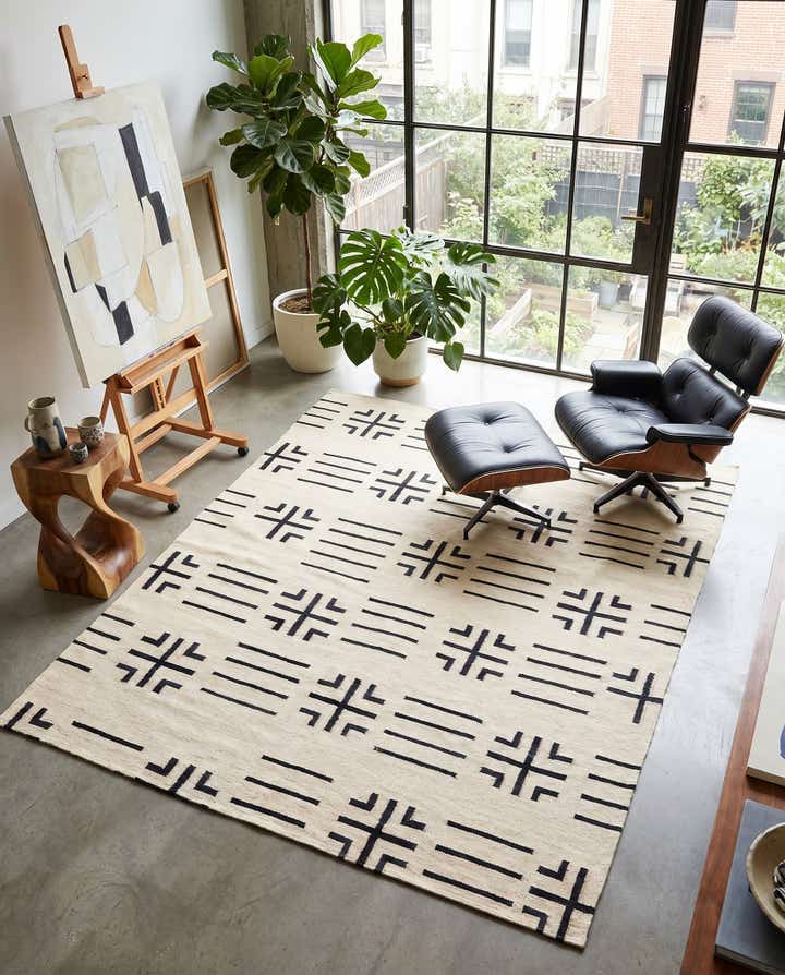 5' 4 x 6' 6 Hand Woven Kilim Modern Wool Square Rug