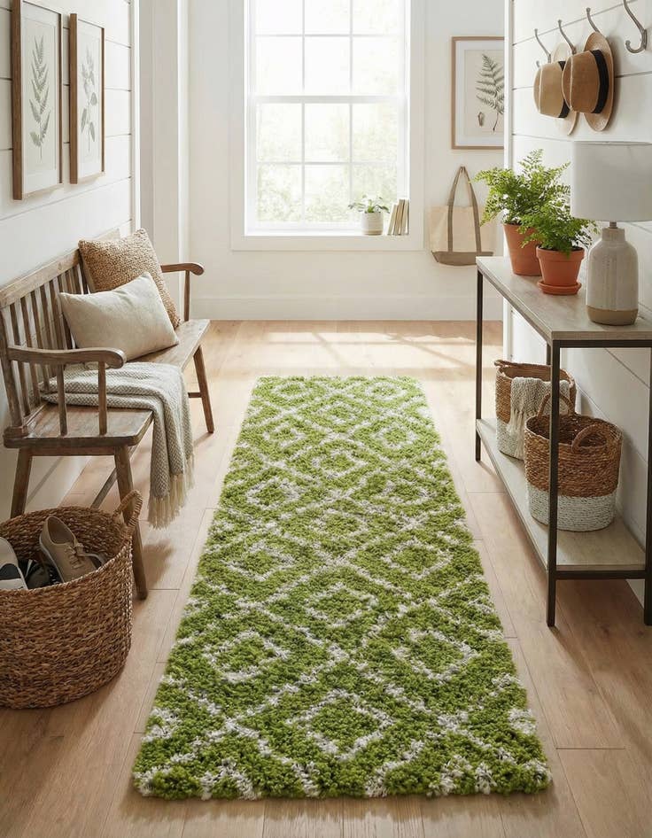 Detail image of  2' x 8' Lattice Shag Runner Rug