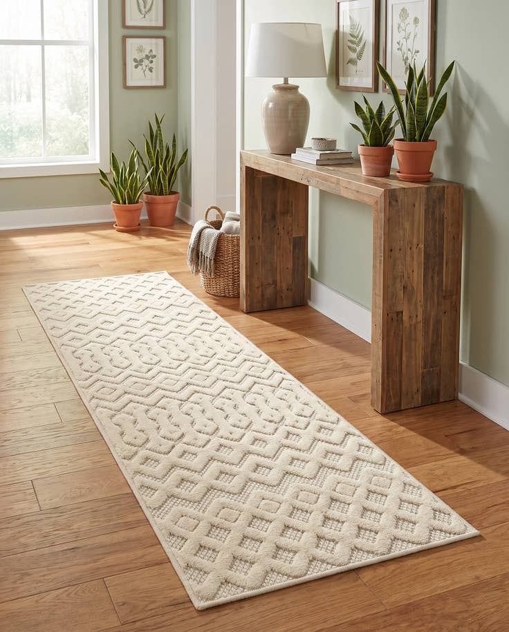 Detail image of 2' x 7' Easy-Clean Trellis Textured Indoor / Outdoor Runner Rug