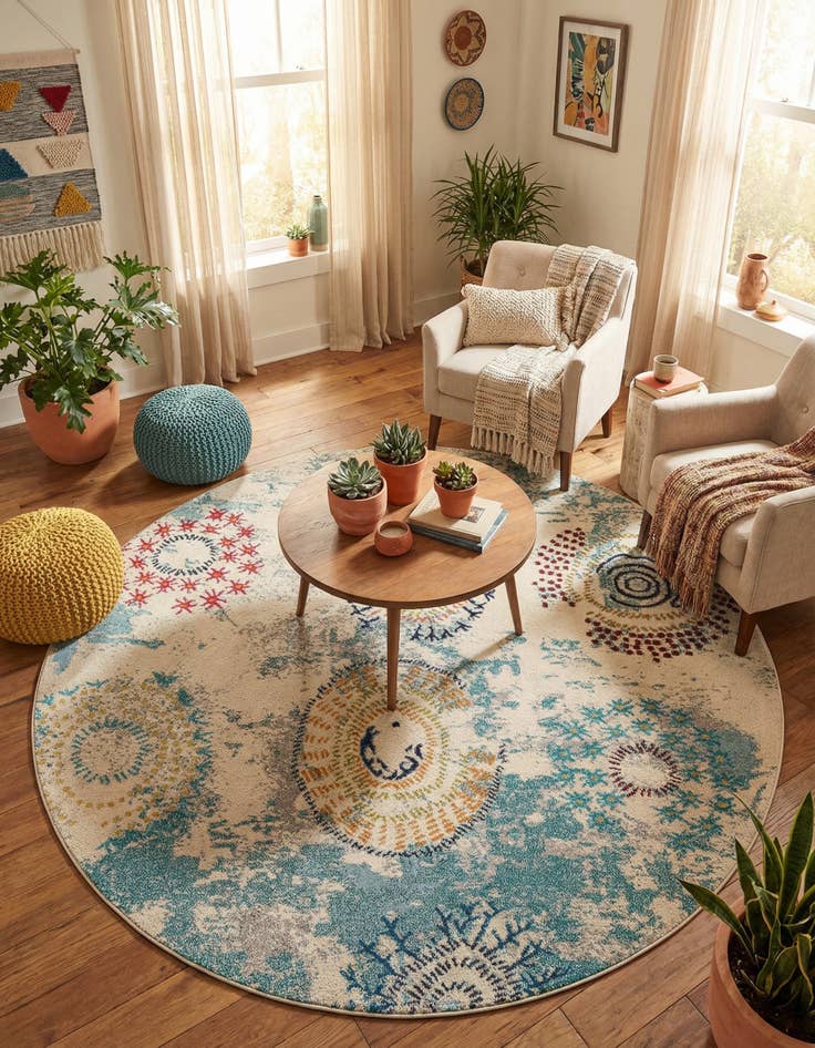 Detail image of 8' x 8' Washable Hyacinth Round Rug