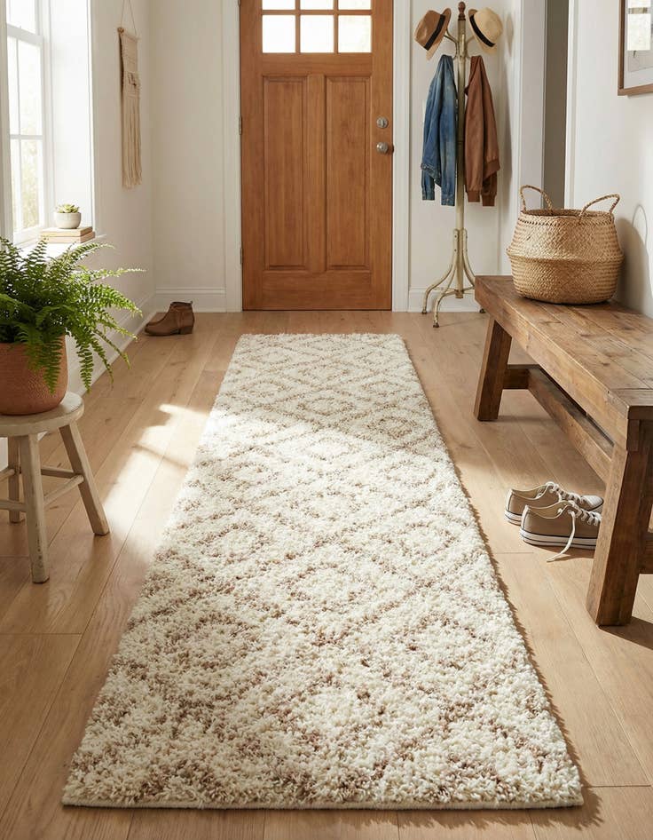 Detail image of 2' x 8' Lattice Shag Runner Rug