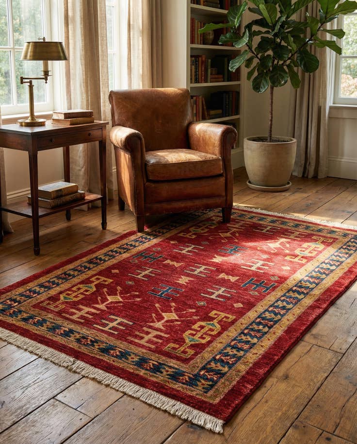 Detail image of 3' 5 x 5' 3 Hand Knotted Ziegler Wool Rug